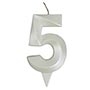 1502-6590 Свеча -цифра "5" Грань белый жемчуг 7см