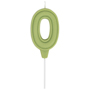 1502-6644 Свеча -цифра "0" Праздник зелен паст 6см