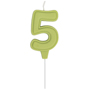 1502-6649 Свеча -цифра "5" Праздник зелен паст 6см