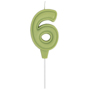 1502-6650 Свеча -цифра "6" Праздник зелен паст 6см