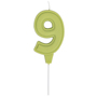 1502-6653 Свеча -цифра "9" Праздник зелен паст 6см