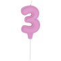 1502-6667 Свеча -цифра "3" Праздник розов паст 6см
