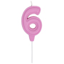 1502-6670 Свеча -цифра "6" Праздник розов паст 6см