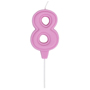 1502-6672 Свеча -цифра "8" Праздник розов паст 6см
