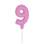 1502-6673 Свеча -цифра "9" Праздник розов паст 6см