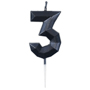 1502-6857 Свеча -цифра "3" Диамант черная 4,5см/V