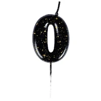 1502-6885 Свеча-цифра "0" Черные брызги 5,6см