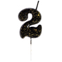 1502-6887 Свеча-цифра "2" Черные брызги 5,6см