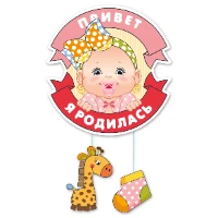 1505-0801 Подвеска ПРИВЕТ Я РОДИЛАСЬ Малыш 53см/М
