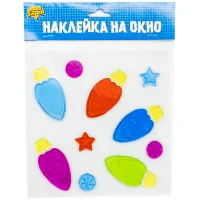 1507-1697 Наклейка гелев на окно Елочные игрушки/G