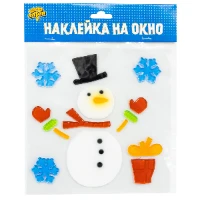 1507-1698 Наклейка гелев на окно Снеговик/G