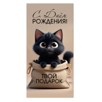 1509-2779 Конверт д/денег С ДР Кот черный