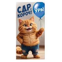 1509-2780 Конверт д/денег С ДР КОРОЧ Кот рыжий
